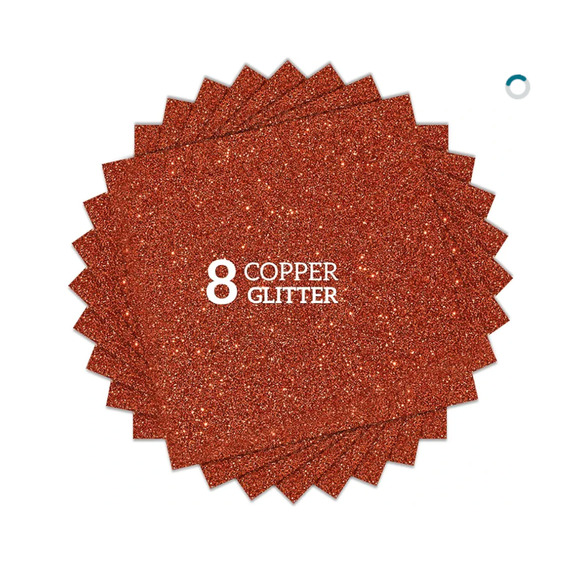 2 Packs x 8 sheets Copper Orange Glitter HTV Heat Transfer Vinyl Bundle - Picture 1 of 6